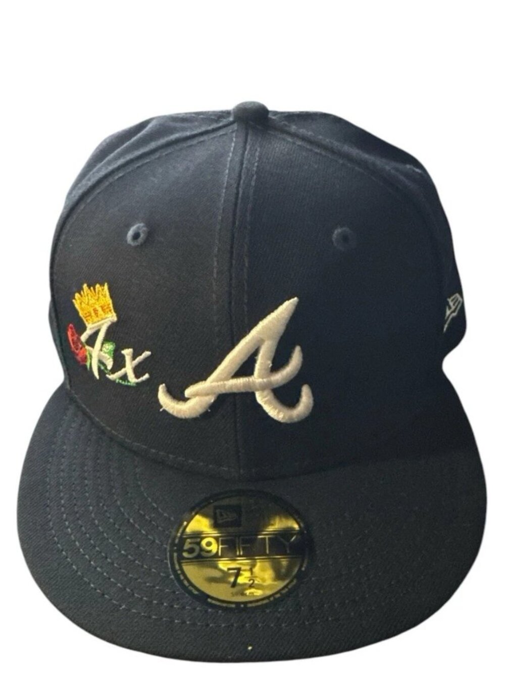 New Era Atlanta Braves Crown Champs 59FIFTY Fitted Hat Cap Navy Size 7 1/2